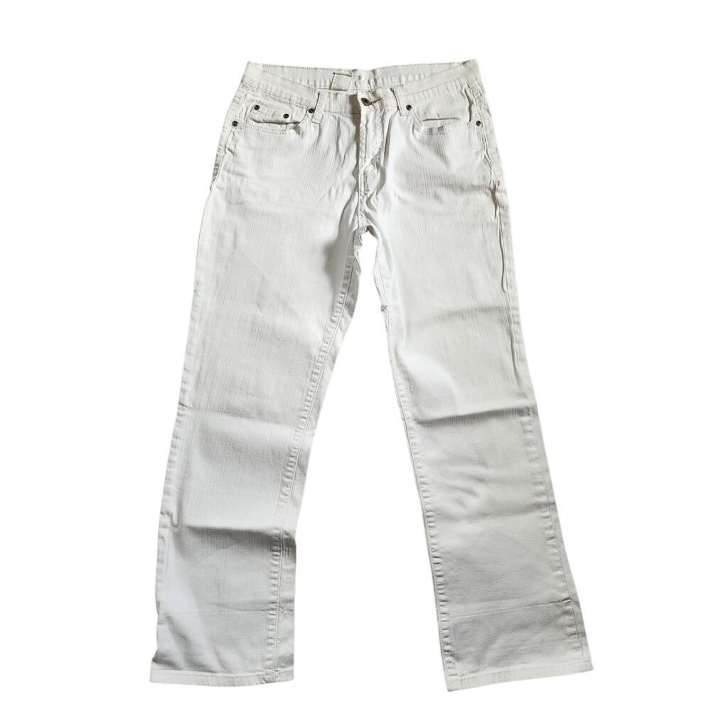 Womens Lena Jeans Size 8 Short White Mid Rise Straight Leg Stretch